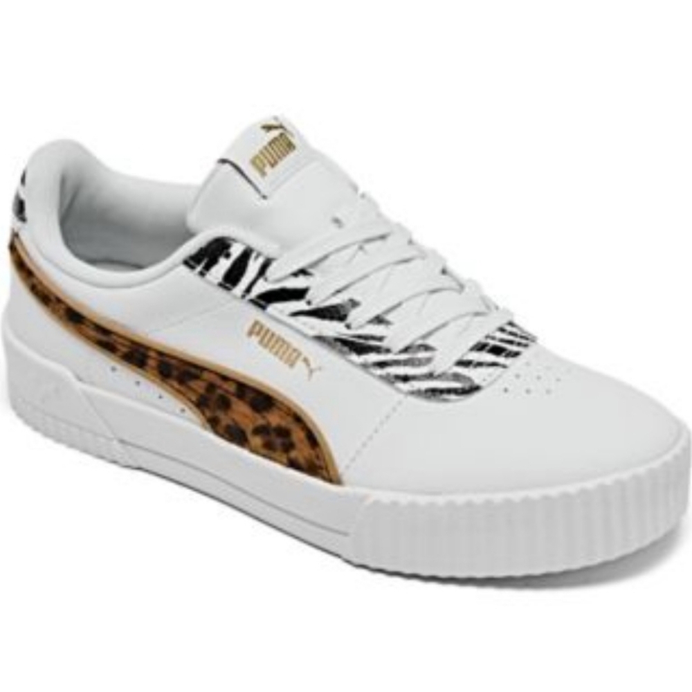 PUMA white with animal print size 10
